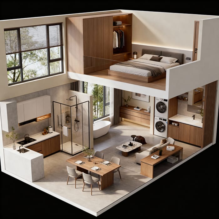 Stunning 3D Loft House Floor Plan Design Stunning 3D Loft House Floor Plan Design