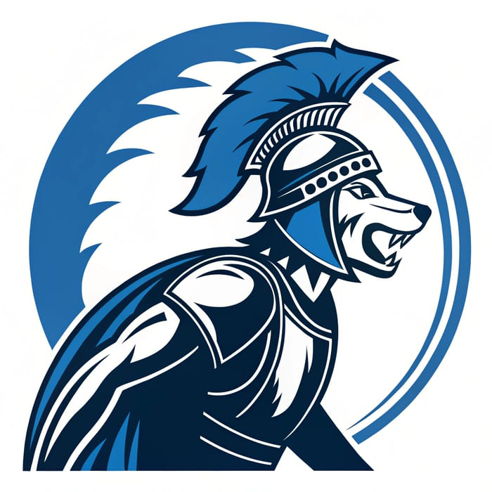 Blue Black White School Warrior Mascot