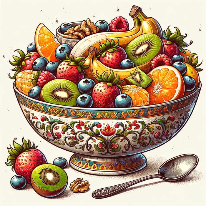 Delicious Graham Fruit Salad with Strawberries, Bananas, Kiwis