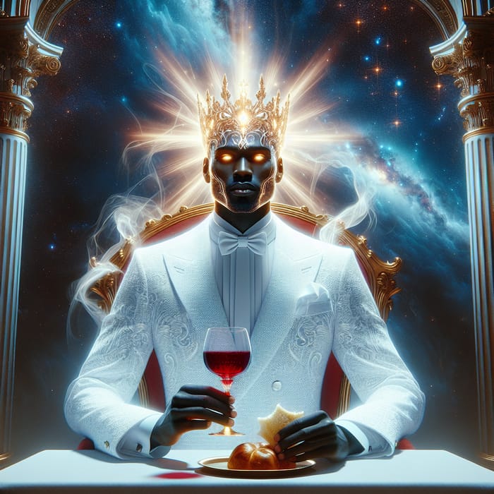 Glowing Black Man in Majestic Throne Room | Cosmic Communion Scene