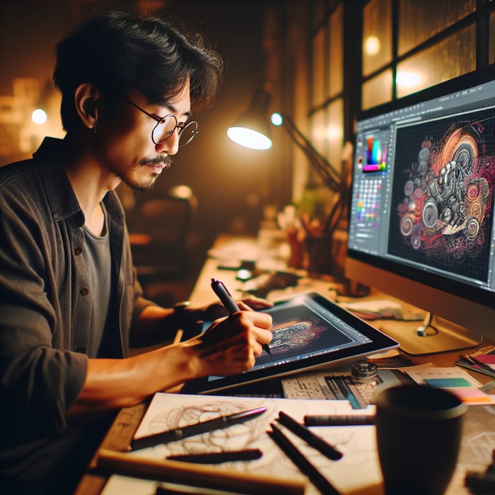 Expert Graphic Designer Crafting Stunning Digital Art