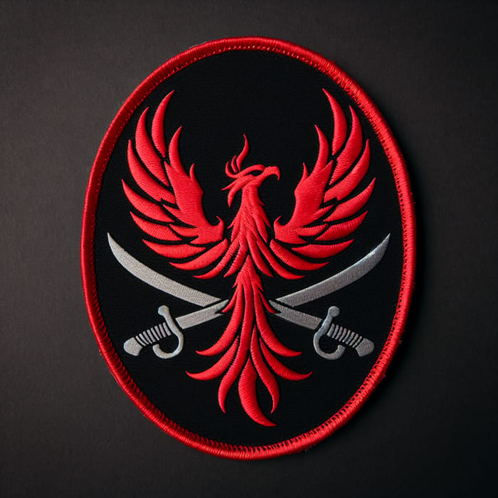 Red Phoenix Military Patch with Crossed Cutlasses