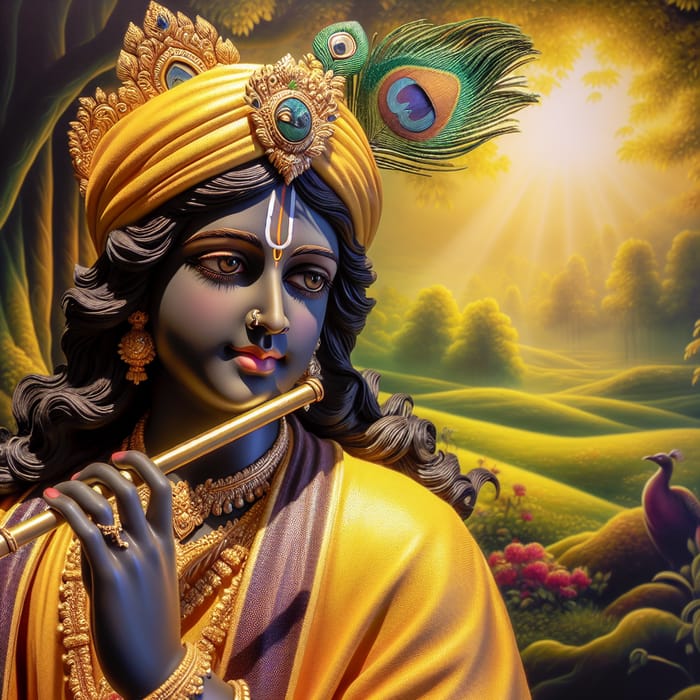 Krishna: Enchanting Image of Divine Lord in Traditional Attire