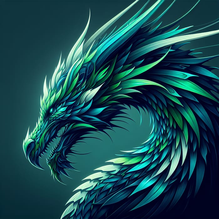 Vibrant Profile View of Ethereal Green Dragon with Neon Accents