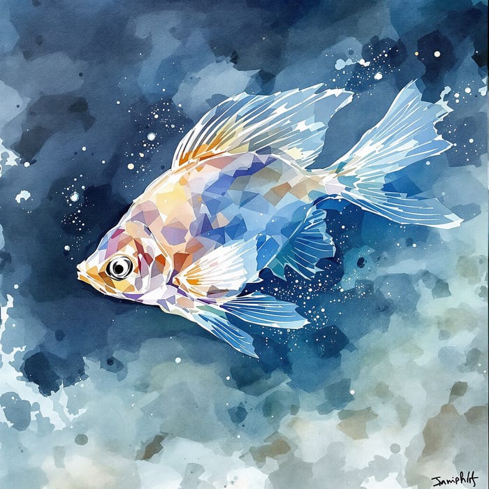 Ethereal Transparent Fish in Watercolor Art