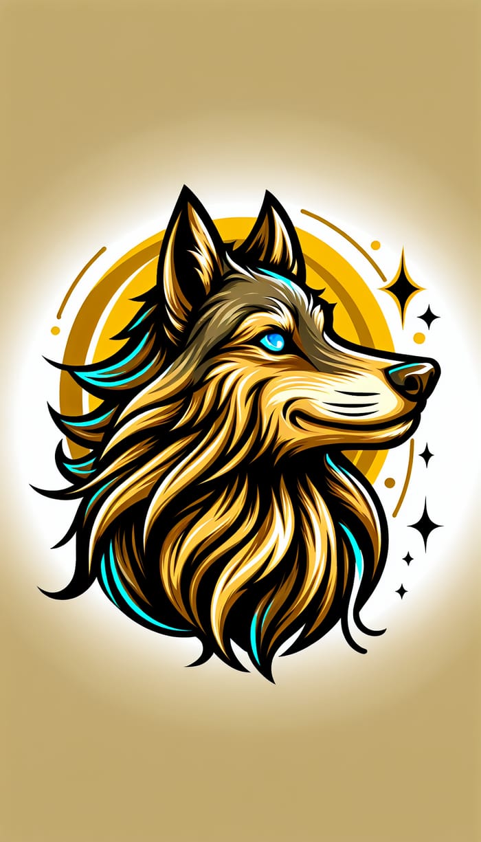 Golden Cartoon Wolf: Noble and Friendly