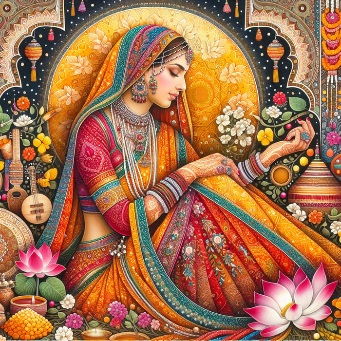 Intricate Indian Culture Painting with Vibrant Colors