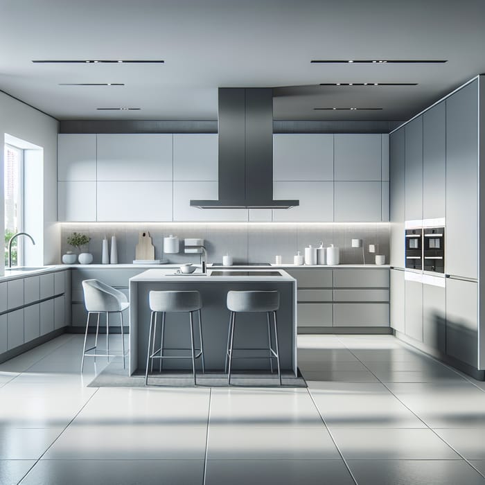 Contemporary Minimalist Kitchen Design | White & Grey Palette