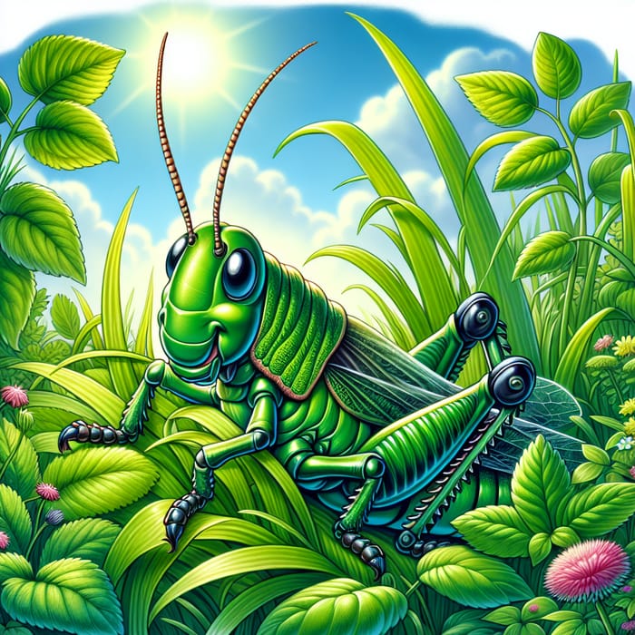 Charming Grasshopper in Lush Greenery | Garden Delight