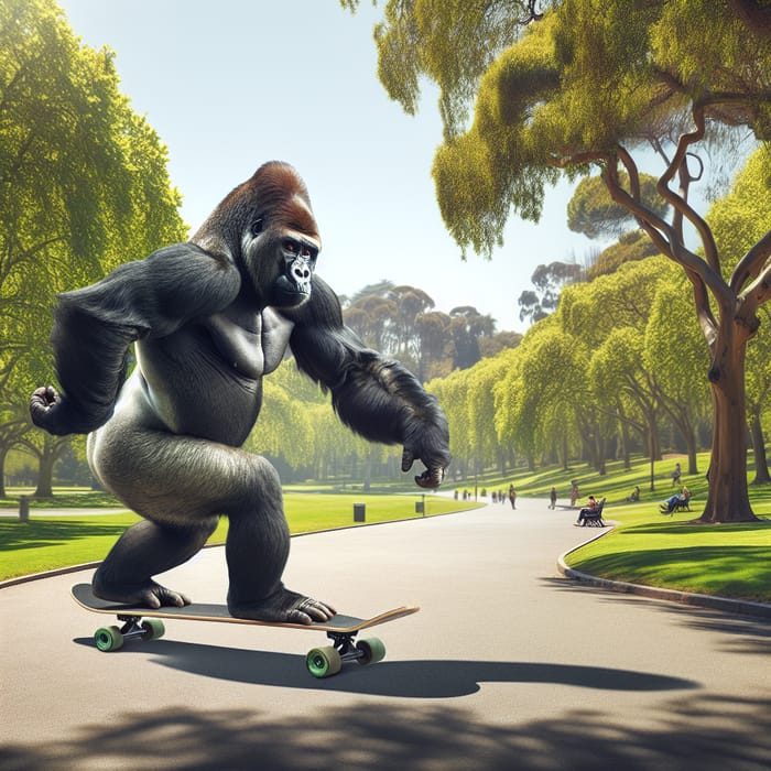 Skateboarding Gorilla: A Park Adventure