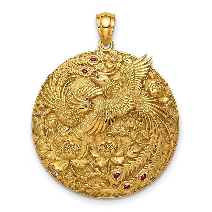 Elegant Gold Pendant with Traditional Chinese Patterns