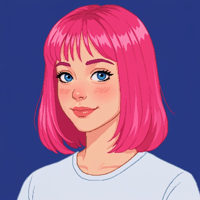 Bright Pink Hair Woman - 28x28 Image