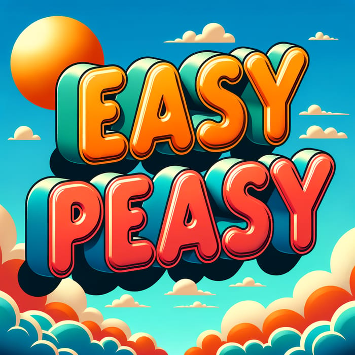 Easy Peasey Bubble Letters | Vibrant Sky Background