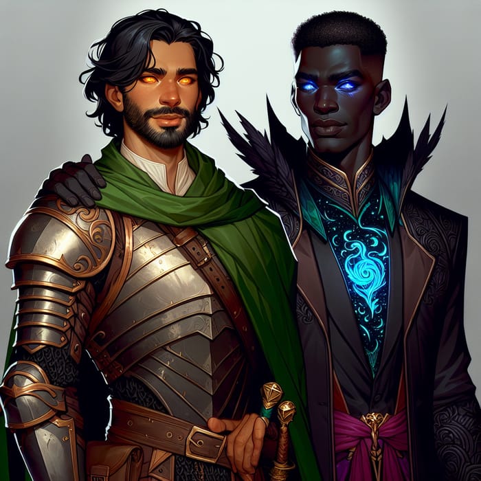 Fantasy Dungeons and Dragons Male Characters Diversity Artwork Featuring a Cleric and Mage