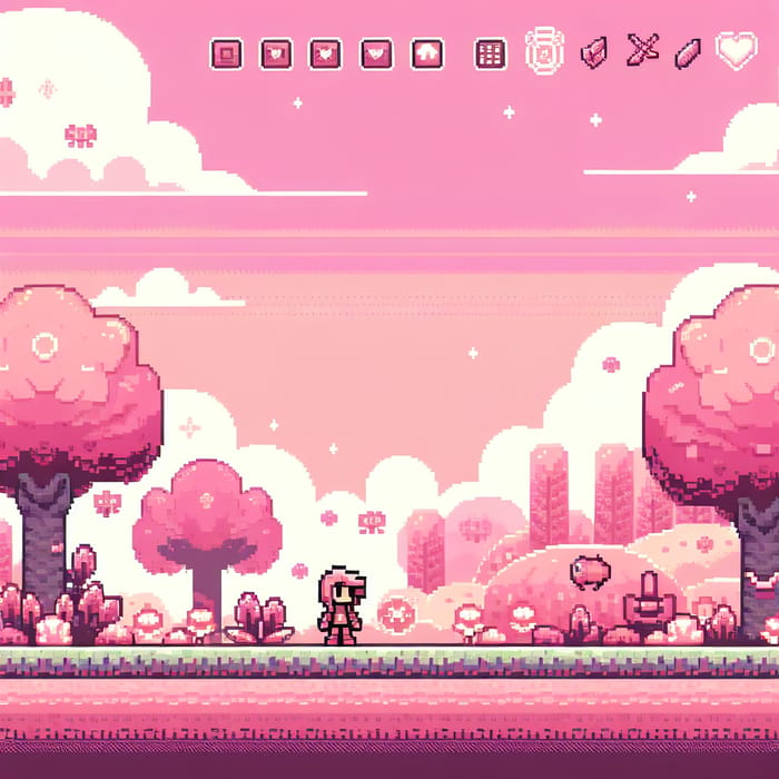 Pink Pixel Videogame Adventure