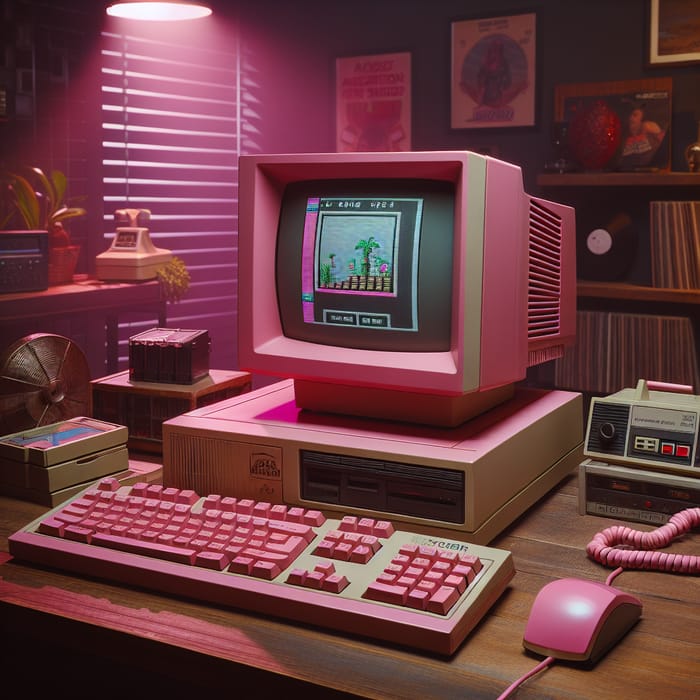 Retro Pink Pixel 80s Computer Aesthetics