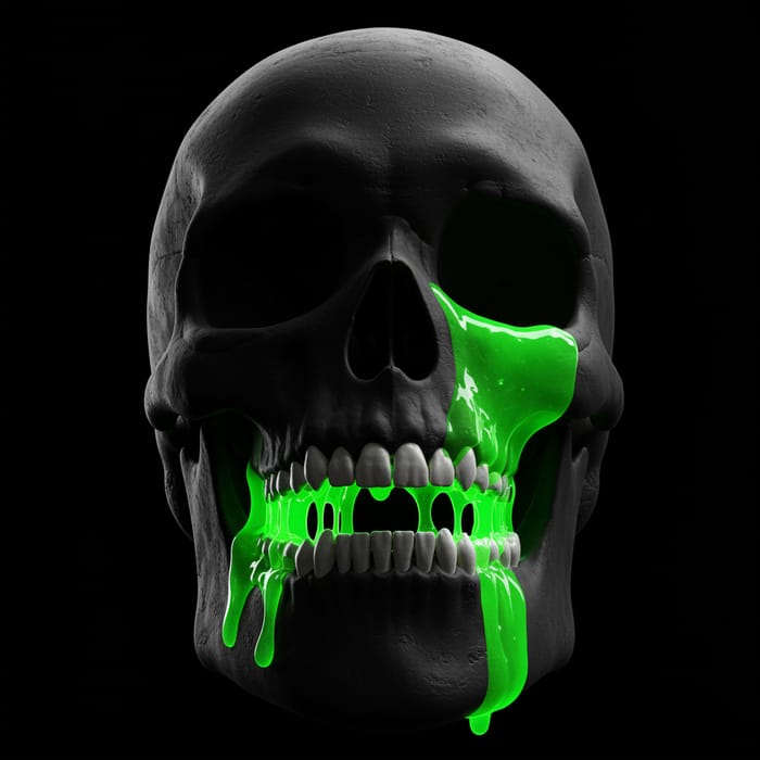 Toxic Green Skull Art – Dark Elegance