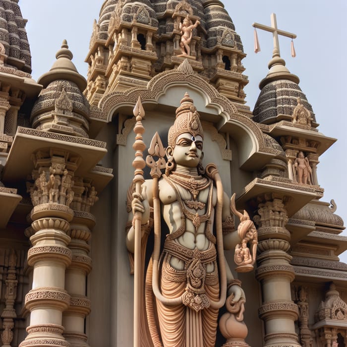 Aayodha Temple with Ram Statue and Cross