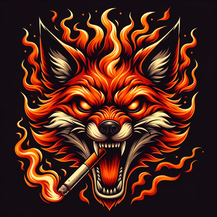 Aggressive Fire-Like Fox with Cigarette