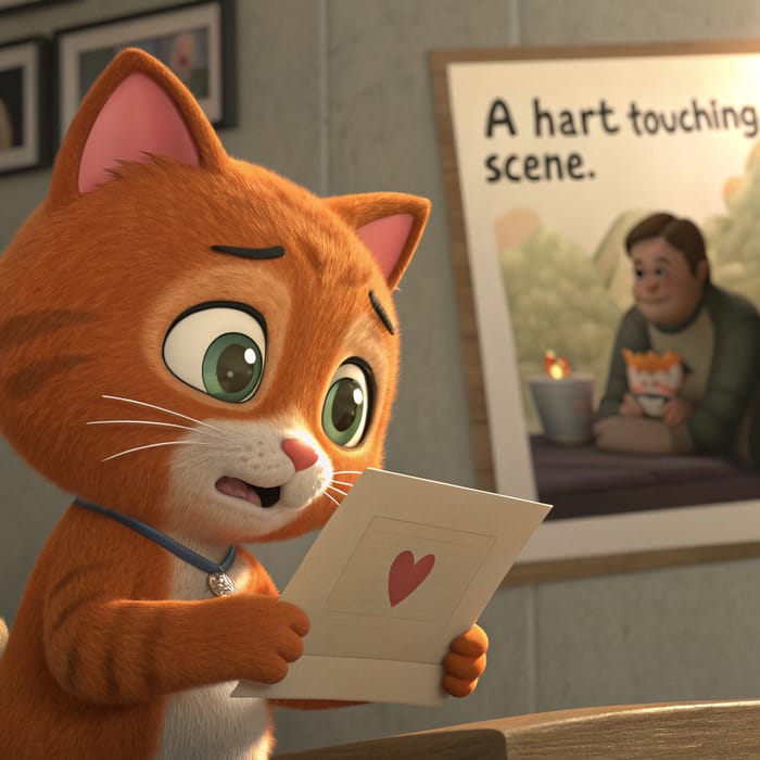 Emotive Ginger Cat Reads Heartfelt Letter