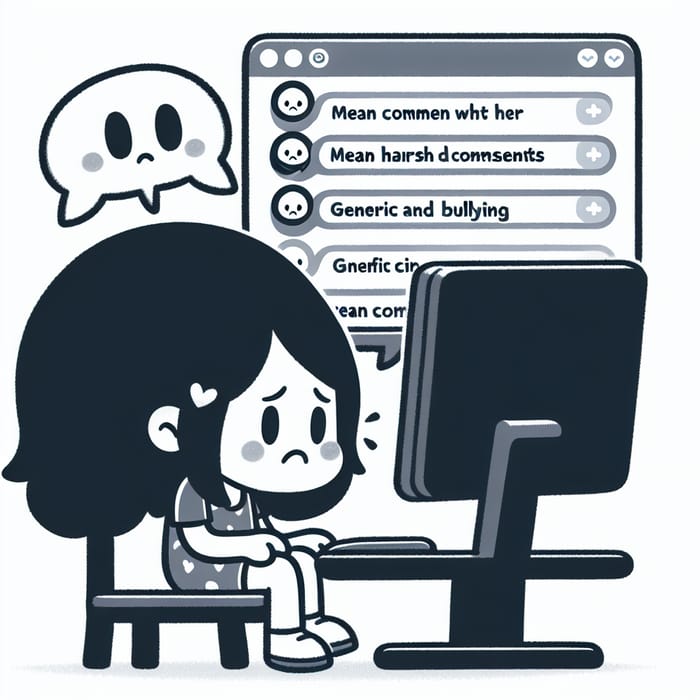 Empathetic Stick Figure Girl Cyberbullying Image