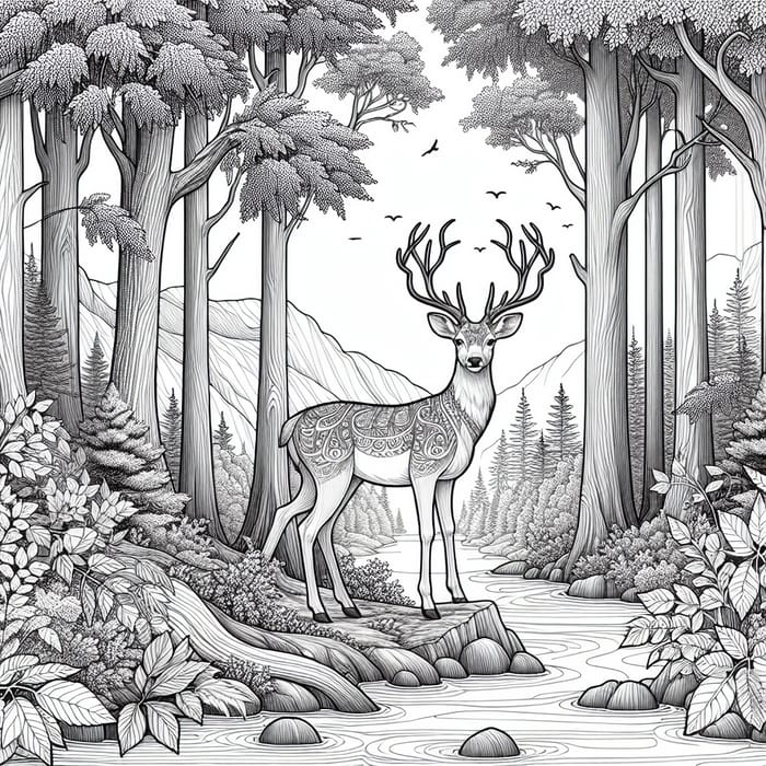 Serene Deer Coloring Page for Relaxation