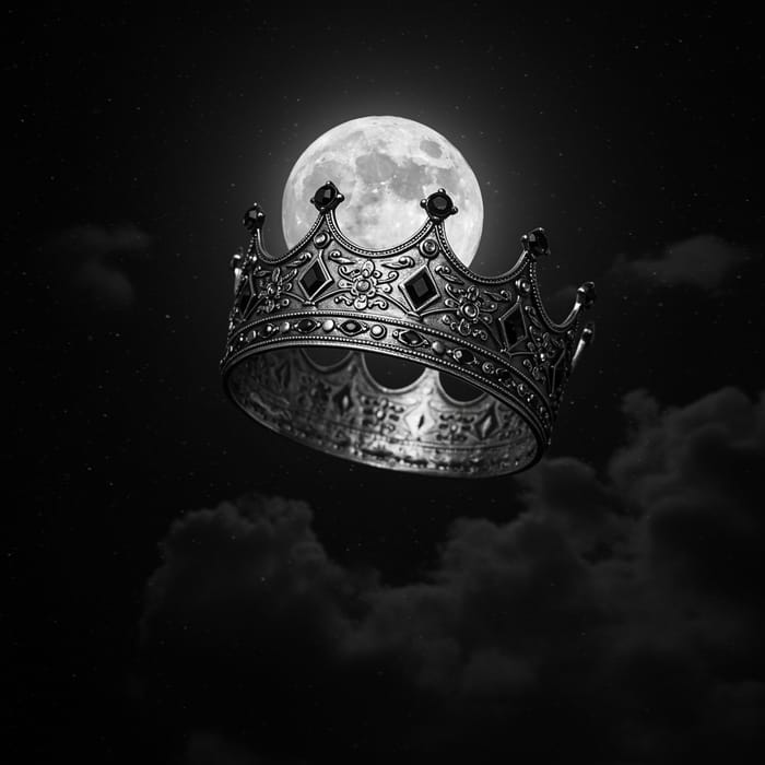 Silver King's Crown in Moonlight Sky