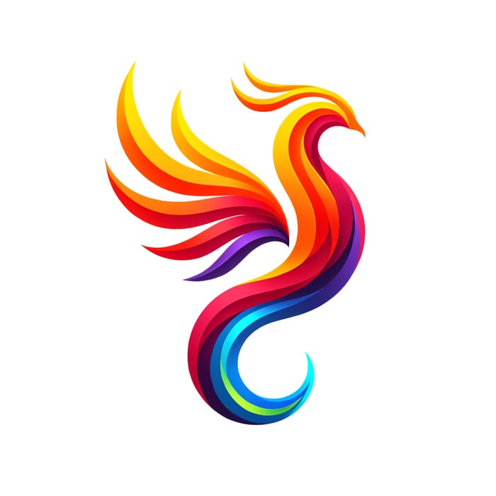 Simplistic Phoenix Design with Vibrant Plumage & Fiery Tail