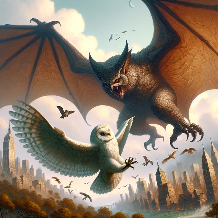 Giant Bat Attacks Owl: Nature's Fierce Duel