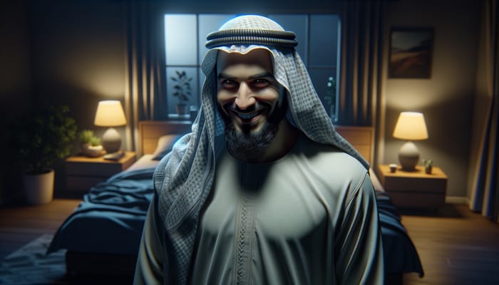 Hyperrealistic Middle-Eastern Man in Dusk Scene