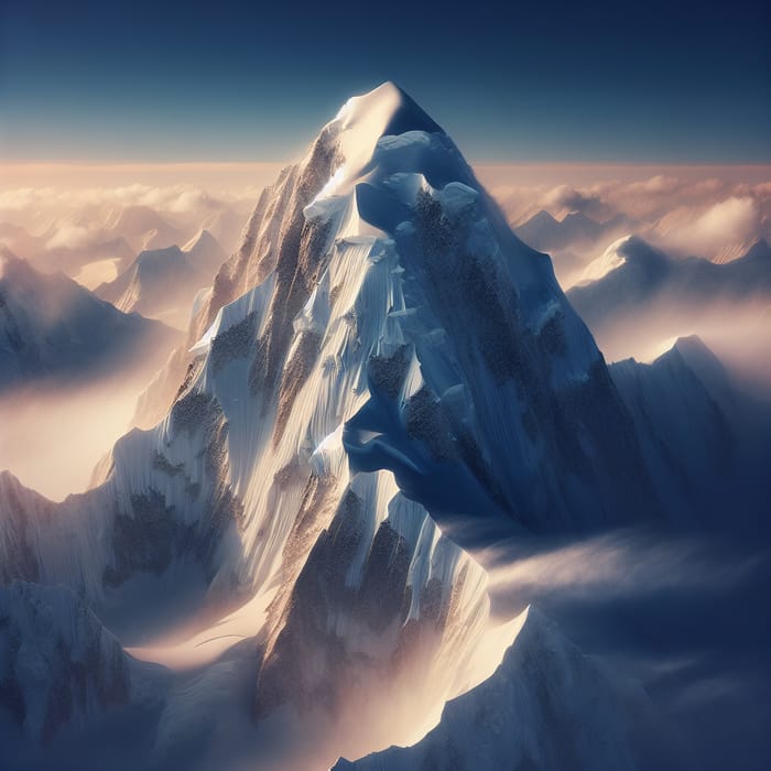 Majestic Snow-Covered Mountain Summit at Sunset - فقمة