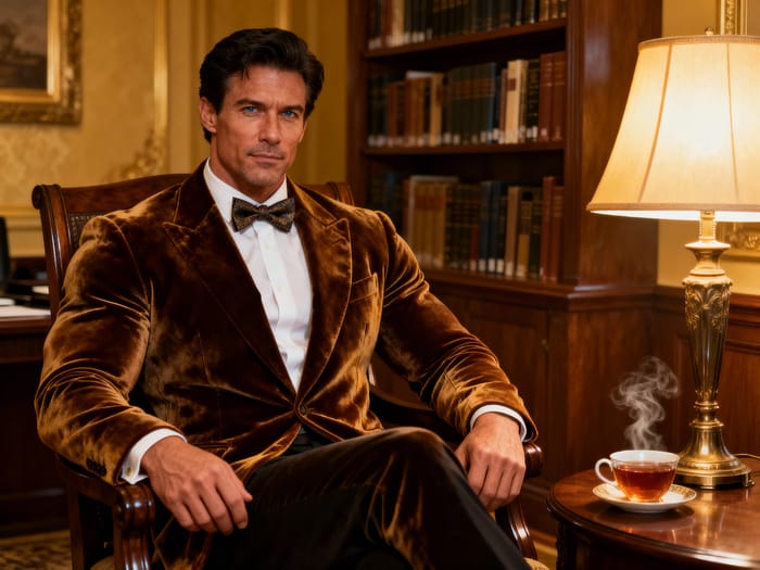 Confident Man in Elegant Office Setting Confident Man in Elegant Office Setting