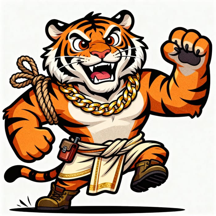 Mischievous Cartoon Tiger for Adventure Brands