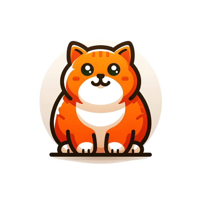 Charming Orange Chubby Cat Logo Design