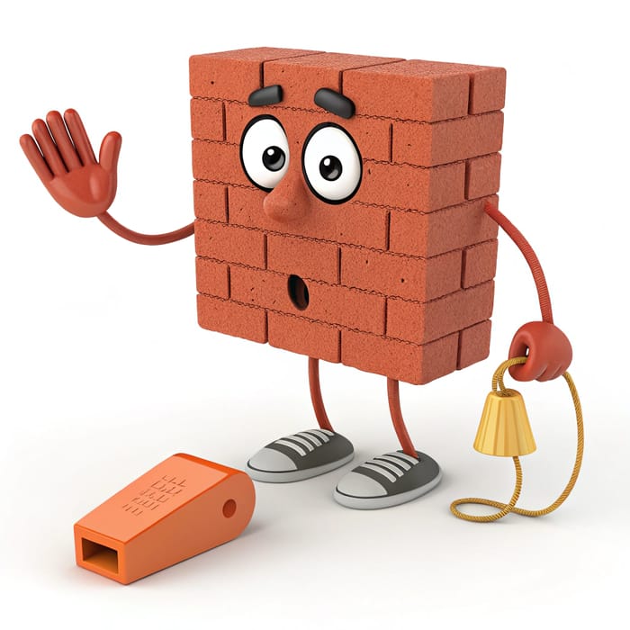 3D Animated Brick Raising Hands with Whistle