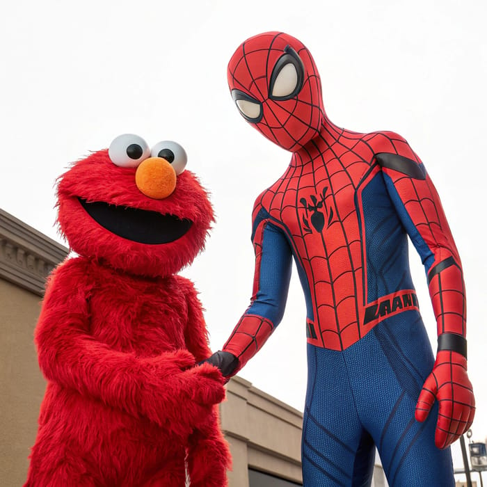 Elmo Meets Spider-Man: A Fun Adventure