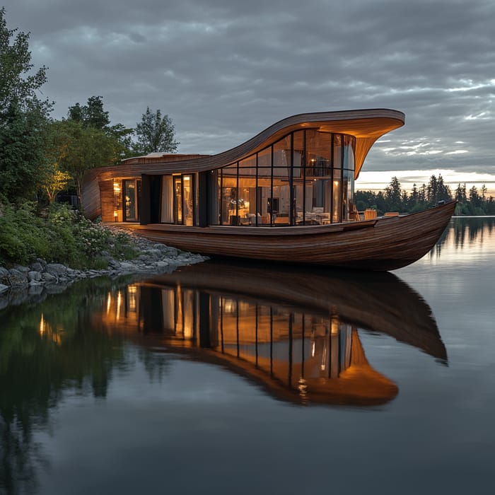 Nautical-Inspired House: Modern Boat Design by Riverbank