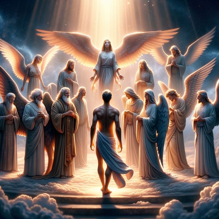 Angels Bowing to Adam: Divine Creation Scene