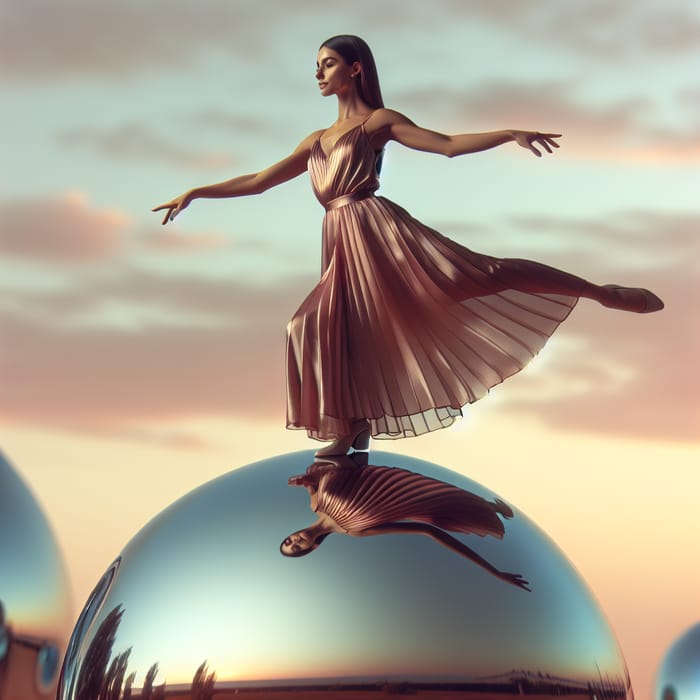 Graceful Balance: Middle-Eastern Woman on Sphere