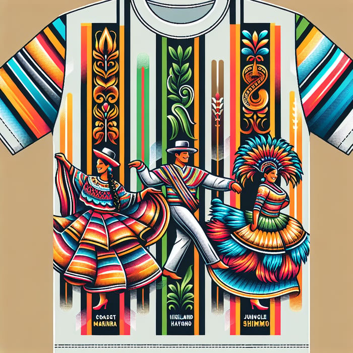 Peruvian Dance-Themed Striped T-Shirt Design