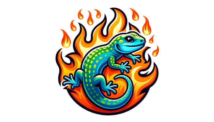 Cute Flaming Lizard Illustration in Cell Shading Style