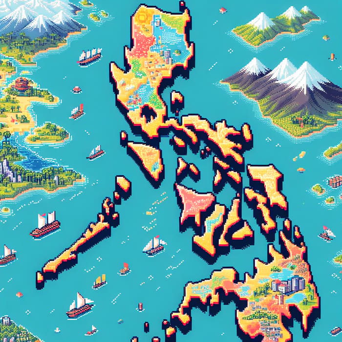 Pixel Art Style Map of the Philippines | Detailed and Geographical Representation