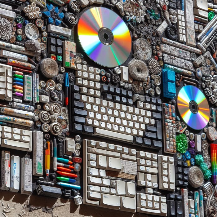 Artistic Wall Mural with Recycled Keyboard Keys Artistic Wall Mural with Recycled Keyboard Keys