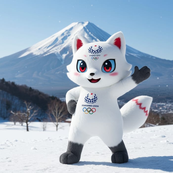 2026 Olympics White Snow Fox Mascot Concept