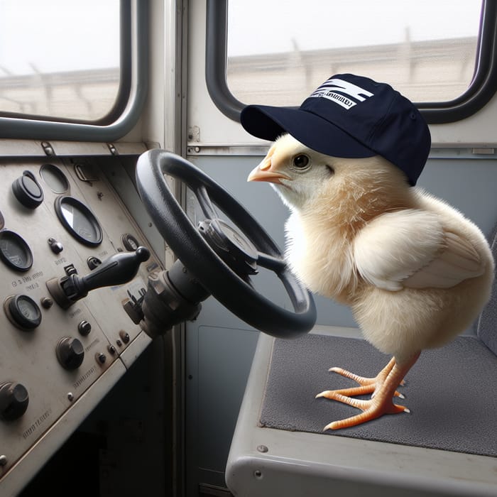 Photorealistic Chick Driving Train Artwork | SNCF Cap