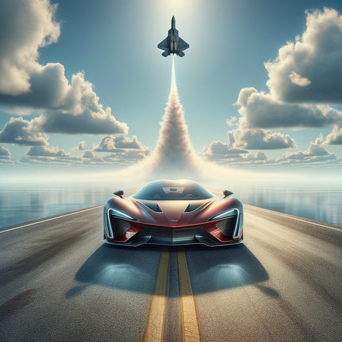 Winter Sky: F-22 Raptor High Up & Red McLaren Speedtail