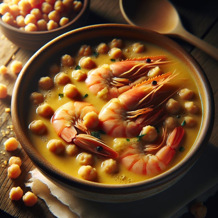 Cream of Chickpea Soup with Prawns - Delicious Comfort Food