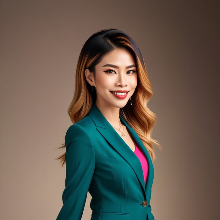 Confident Female Model in Stylish Business Suit