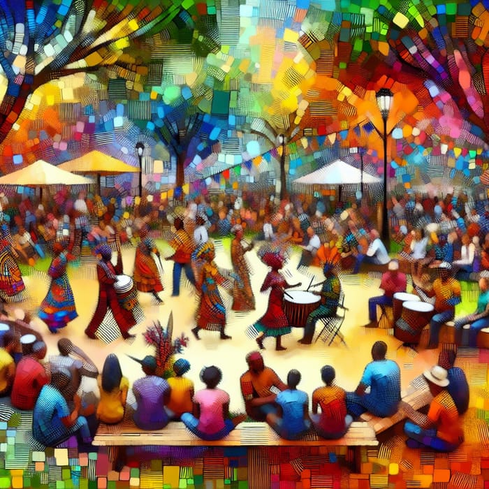 Vibrant Community Gatherings in Abstract Art