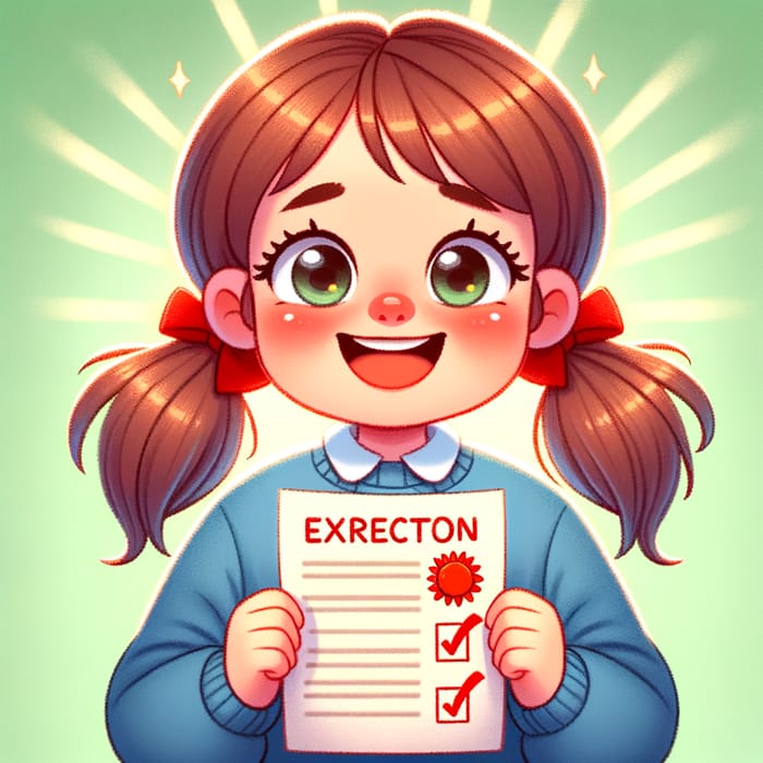 Proud Cartoon Character Achieving Top Grade | Website Name